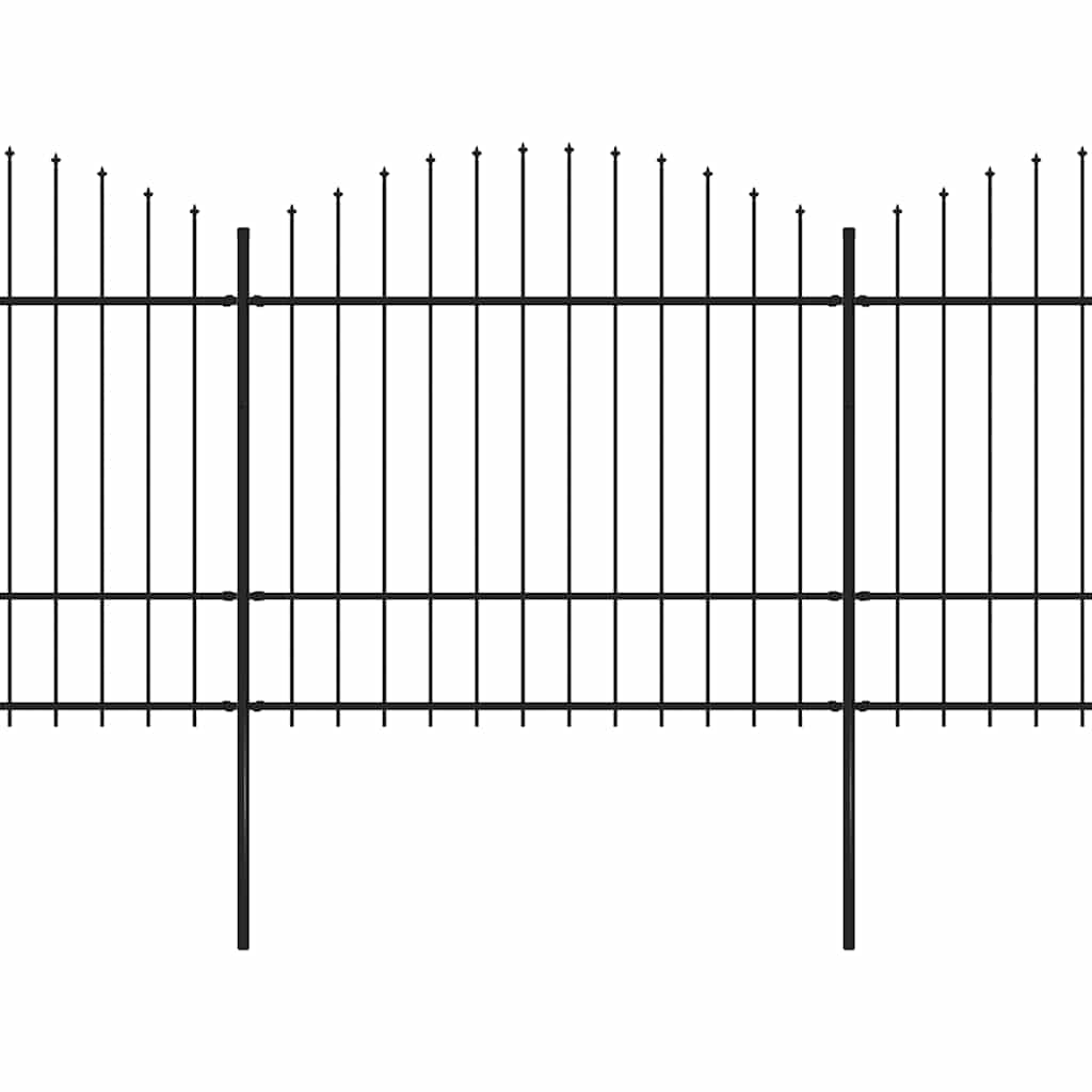 Vrtna ograda s vrhom koplja Čelik 1070x175 cm Crna