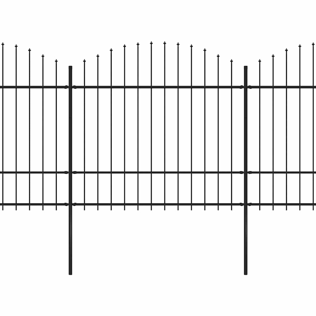 Vrtna ograda s ukrasnim kopljima (1,5-1,75) x 15,3 m čelična crna
