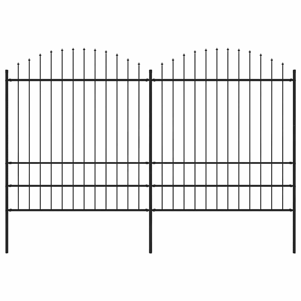 Vrtna ograda s vrhom koplja Čelik 359x200 cm Crna
