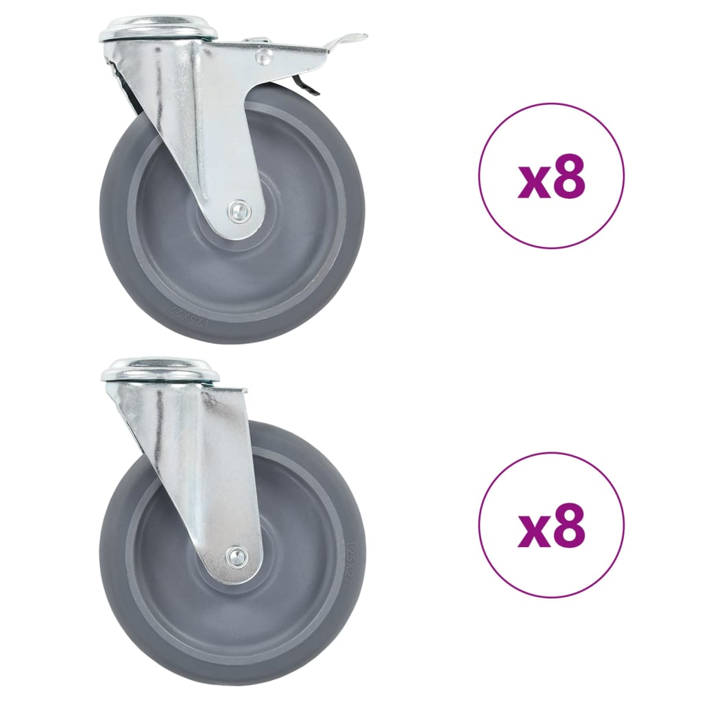 Okretni kotačići s otvorom za vijke 16 kom 125 mm