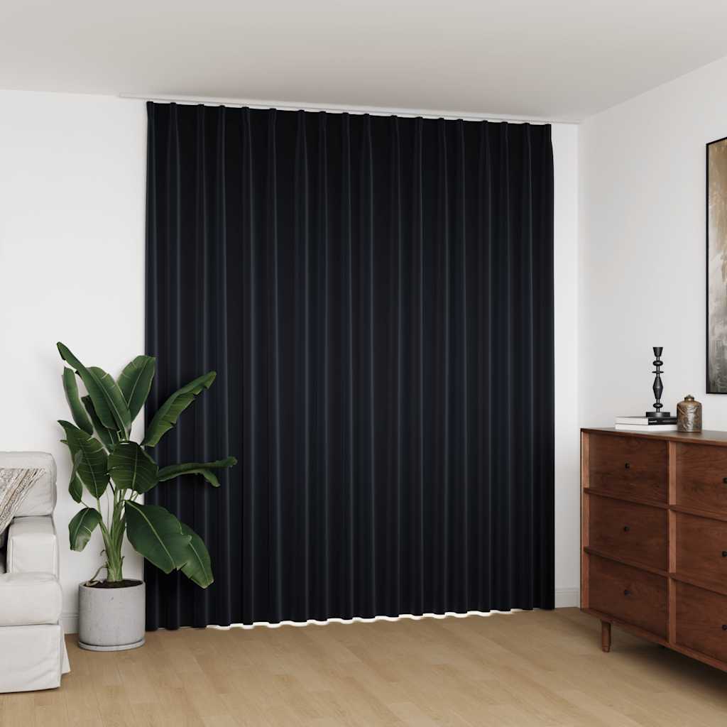Zavjesa za zamračivanje s kukama crna 290 x 245 cm
