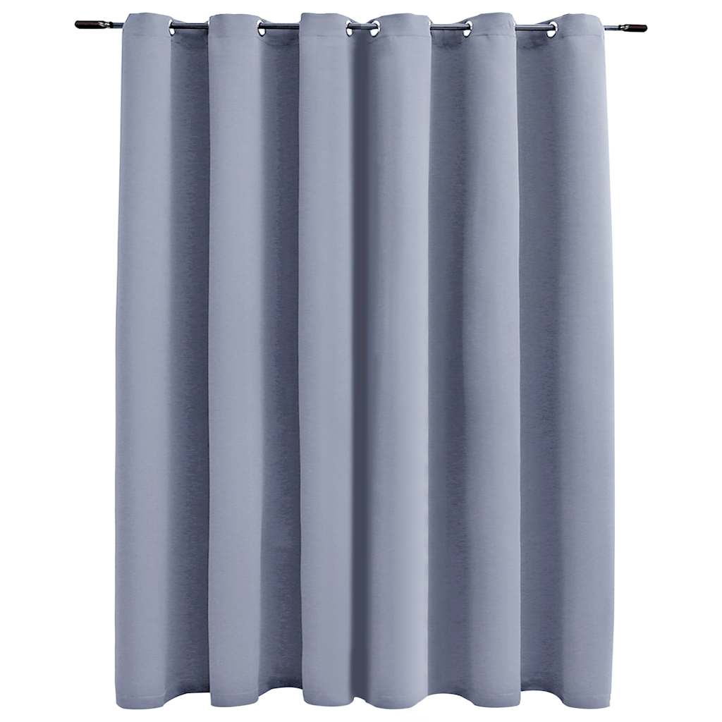 Zavjesa za zamračivanje s metalnim prstenima siva 290 x 245 cm