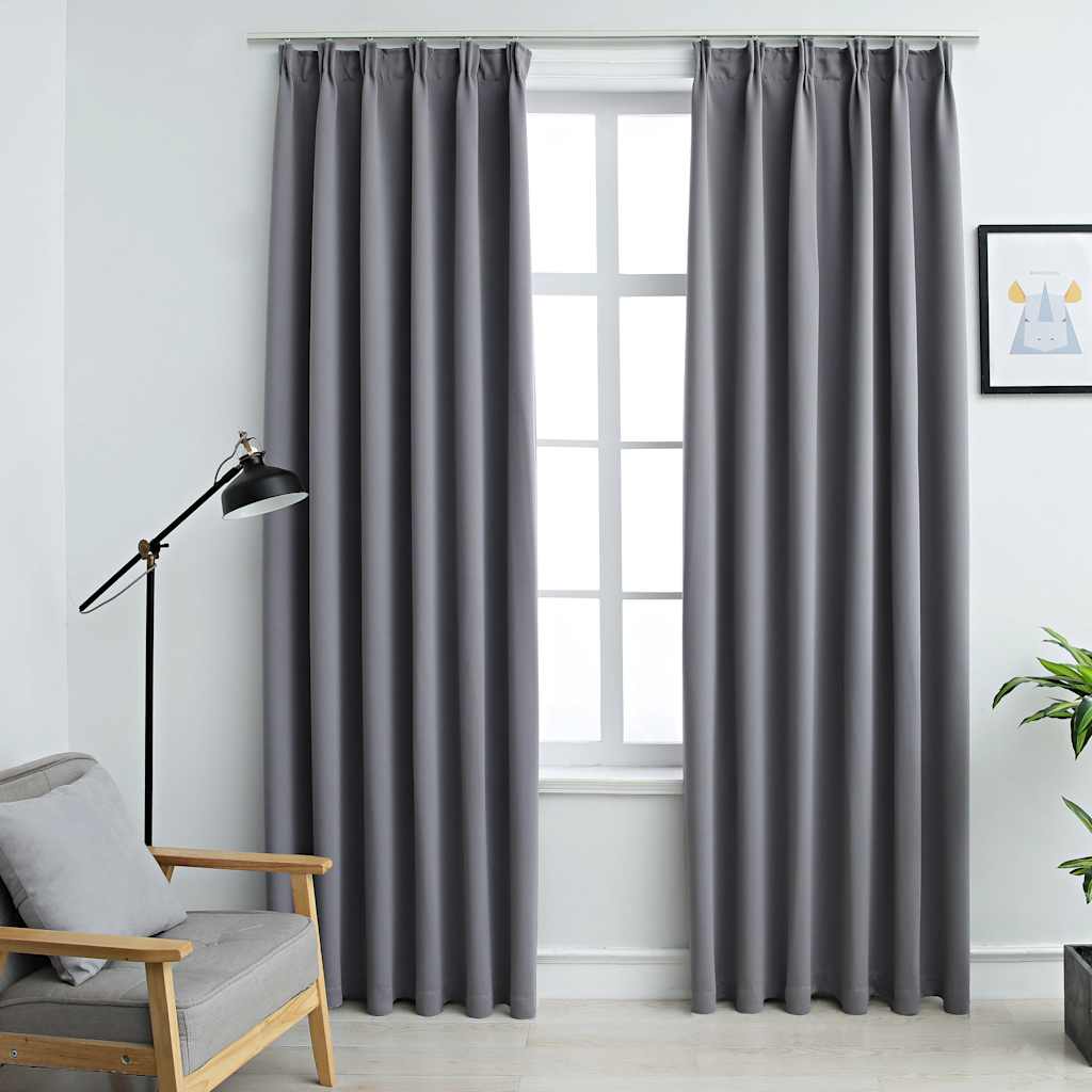 Zavjese za zamračivanje s kukama 2 kom sive 140 x 175 cm