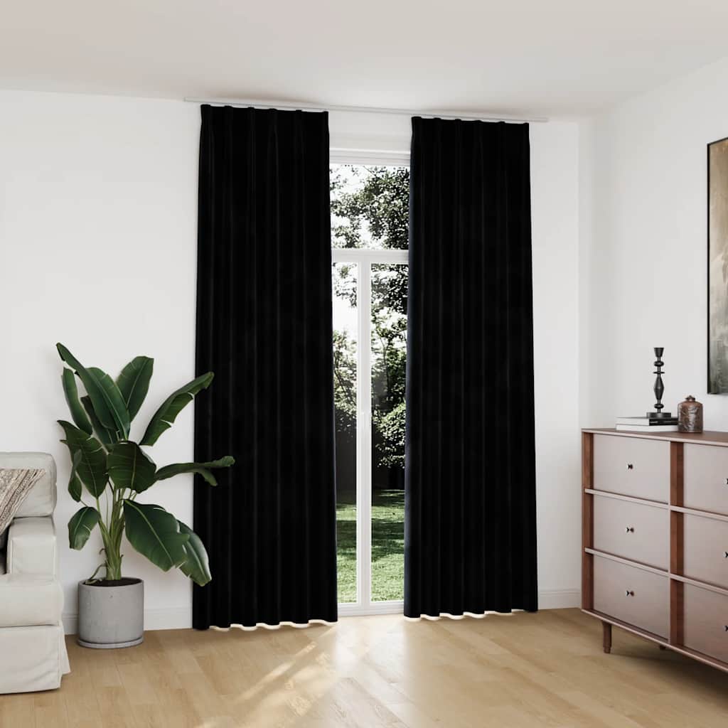 Zavjese za zamračivanje 2 kom baršunaste crne 140 x 245 cm
