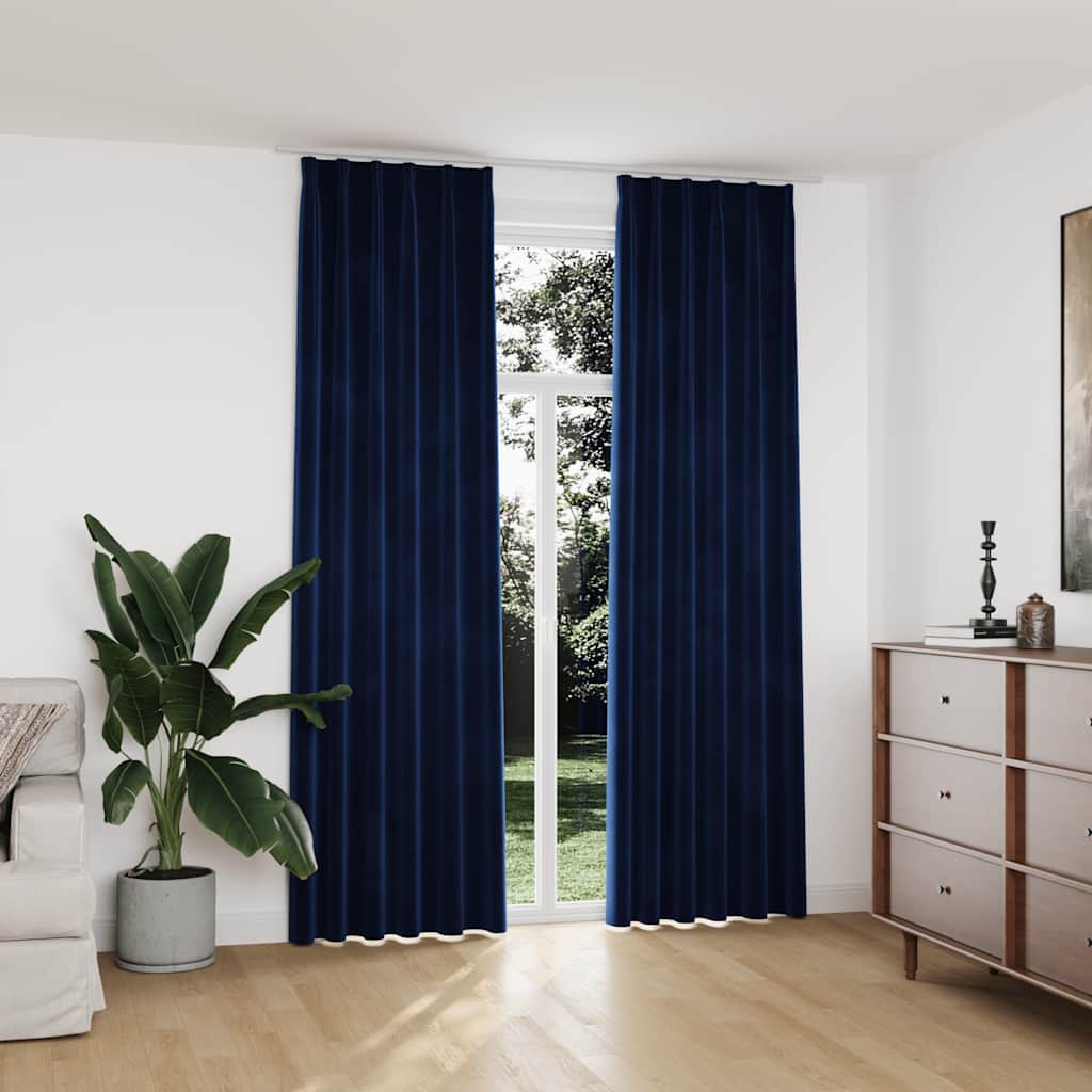 Zavjese za zamračivanje 2 kom baršunaste tamnoplave 140x245 cm