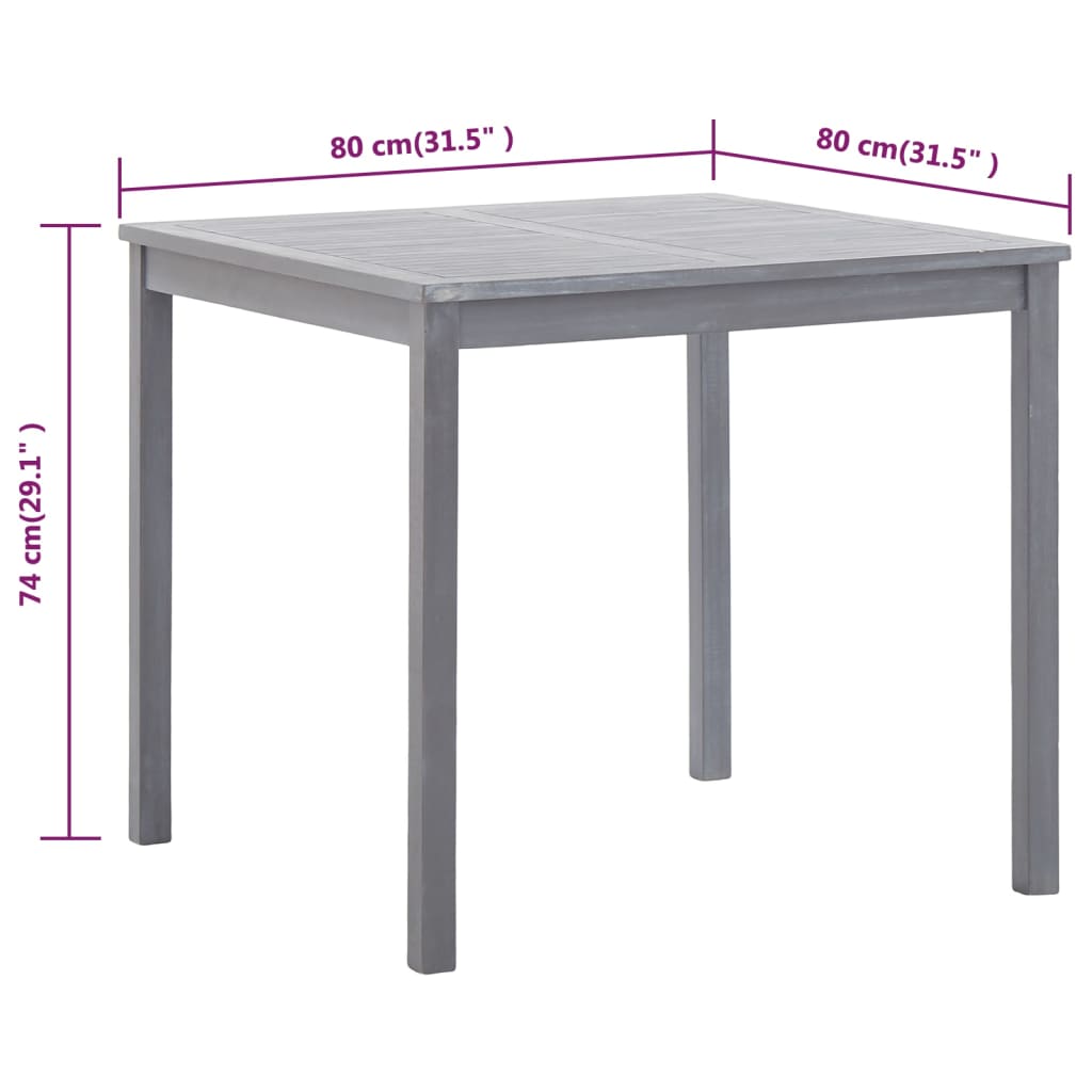 Vrtni stol sivi 80 x 80 x 74 cm od masivnog bagremovog drva