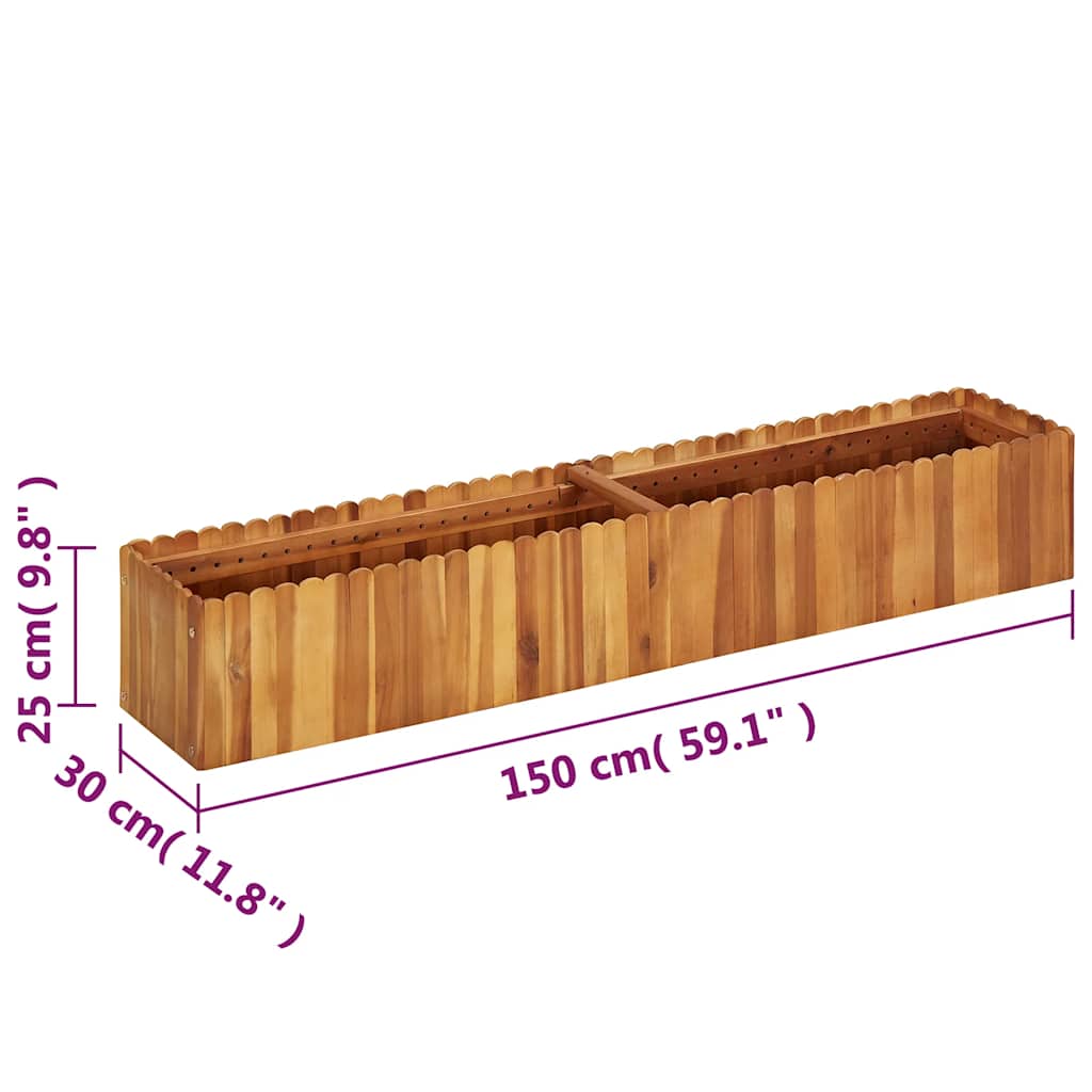Vrtna posuda za sadnju od masivnog bagremovog drva 150x30x25 cm