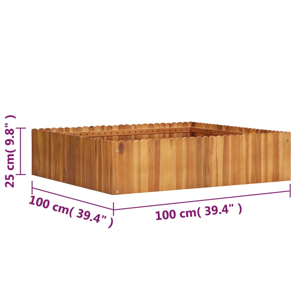 Vrtna posuda za sadnju 100 x 100 x 25 cm masivno bagremovo drvo