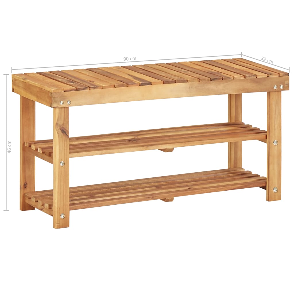 Stalak za cipele od masivnog bagremovog drva 90 x 32 x 46 cm