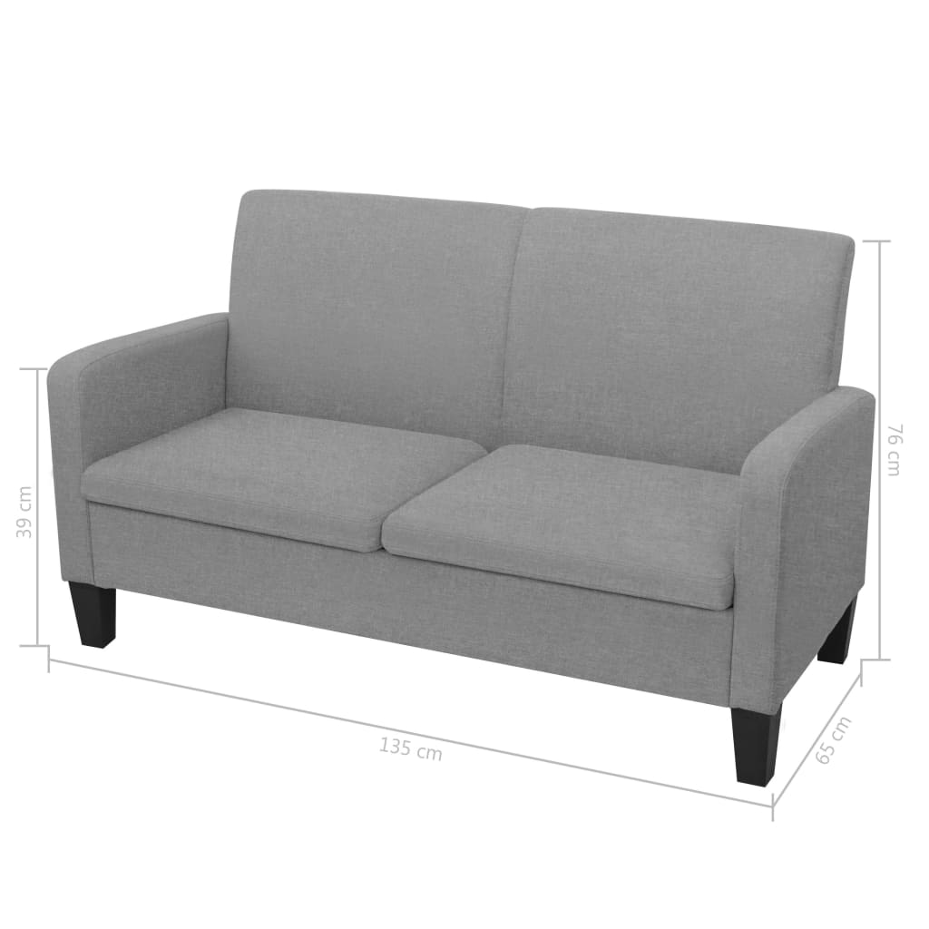 2-dijelni set sofa od tkanina svjetlosivi