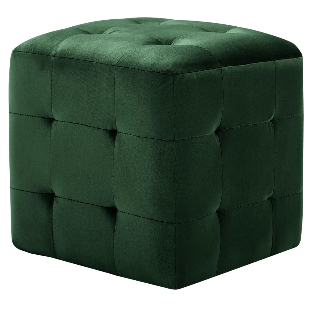 Tabure 2 kom zeleni 30 x 30 x 30 cm od baršunaste tkanine