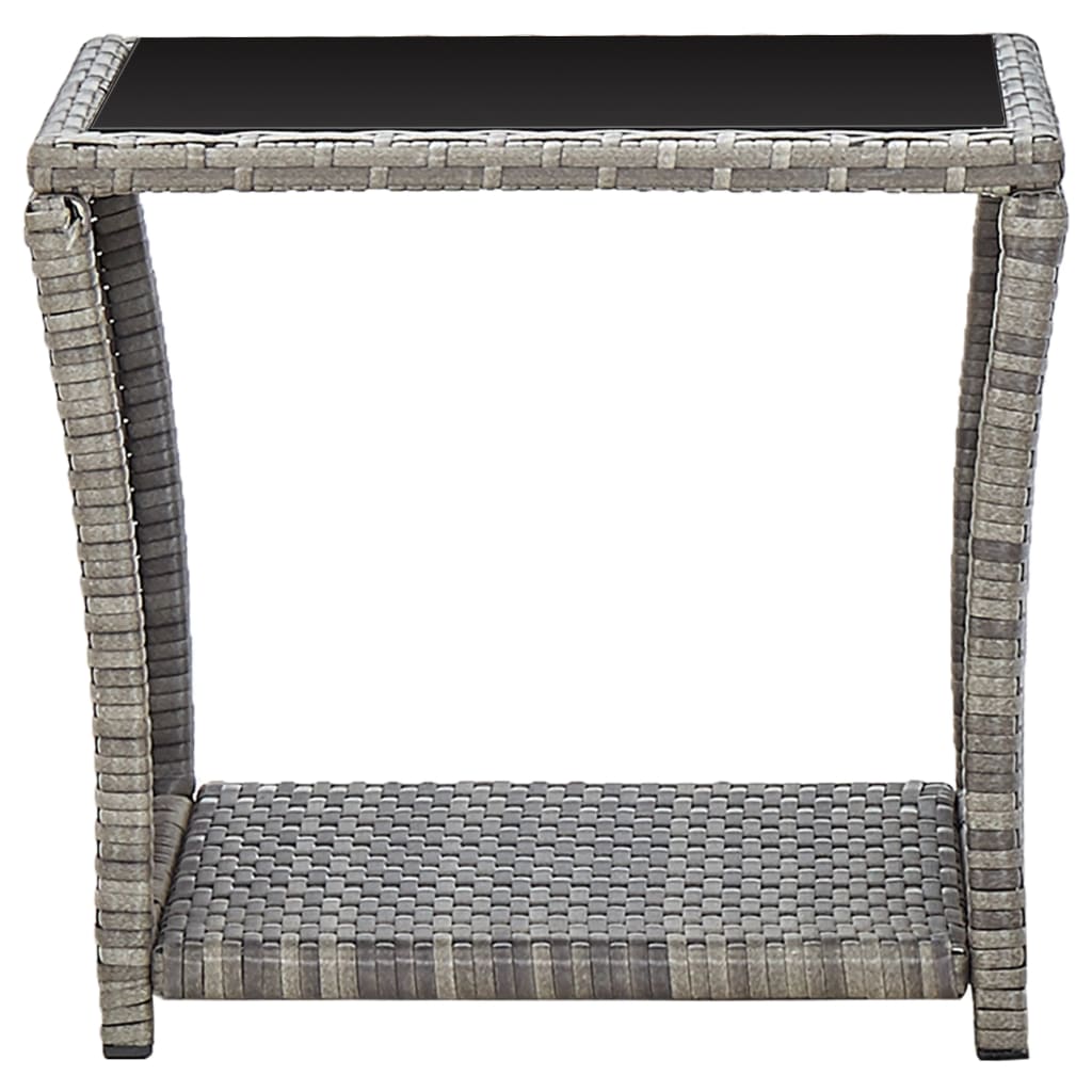 Stolić za kavu sivi 45 x 45 x 40 cm od poliratana i stakla