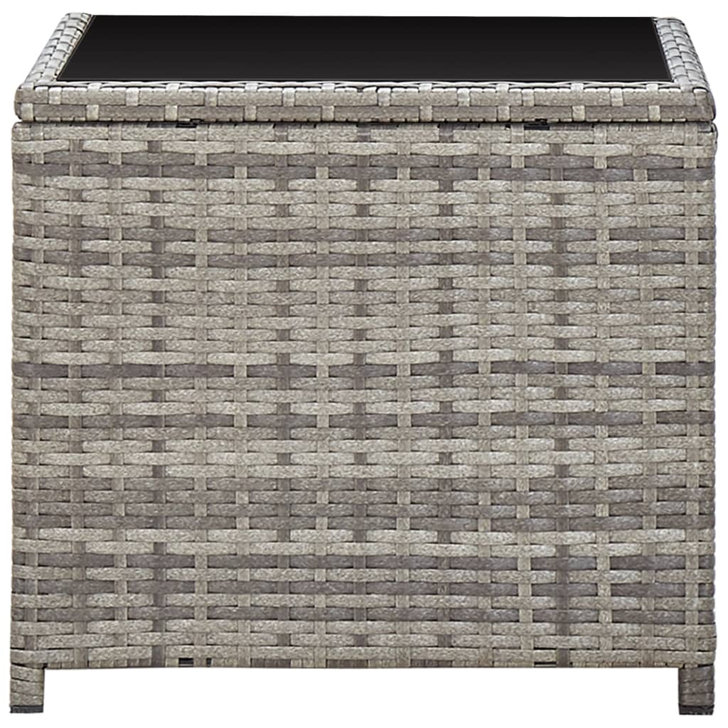 Stolić za kavu sivi 45 x 45 x 40 cm od poliratana i stakla