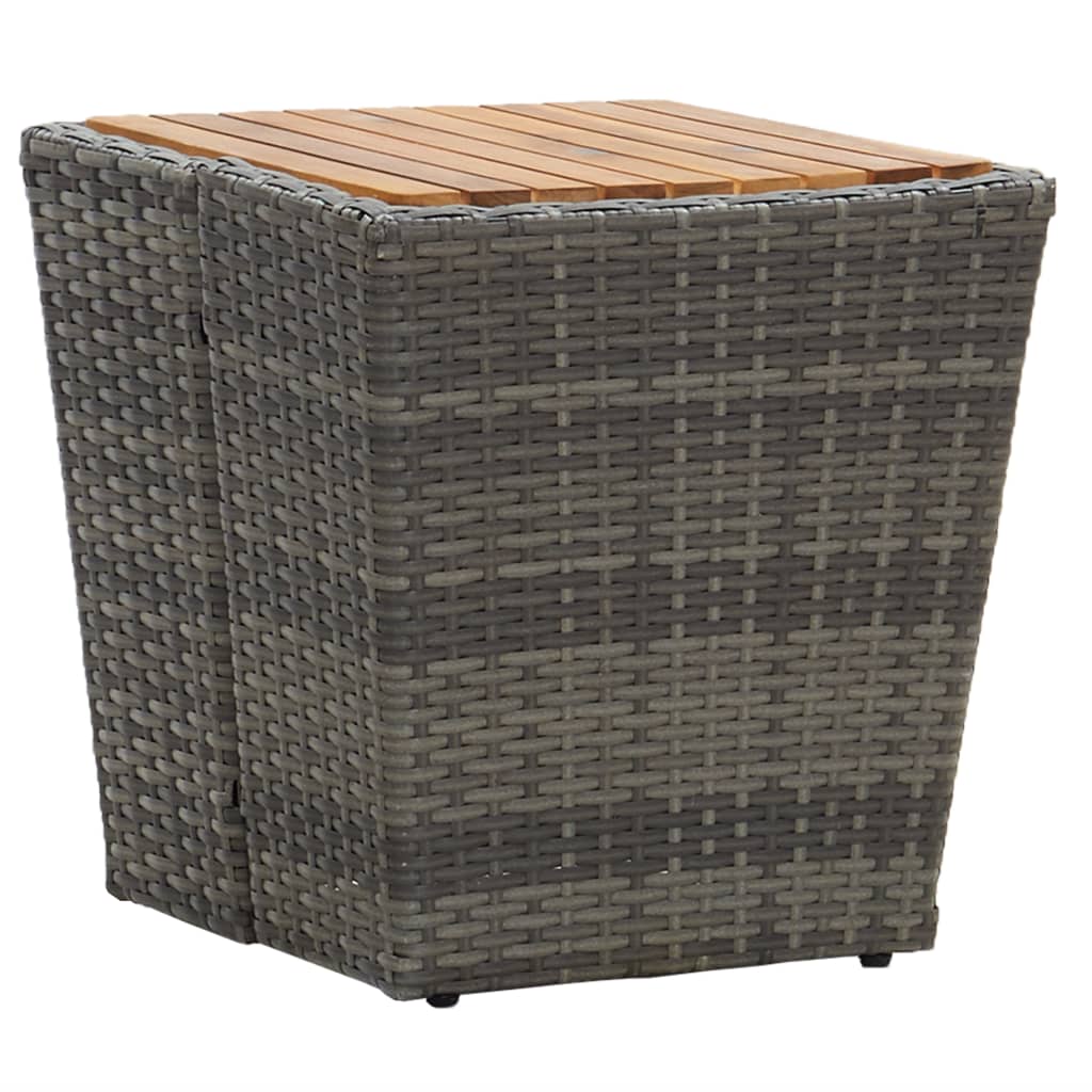 Stolić za čaj sivi 41,5x41,5x43 cm poliratan i bagremovo drvo