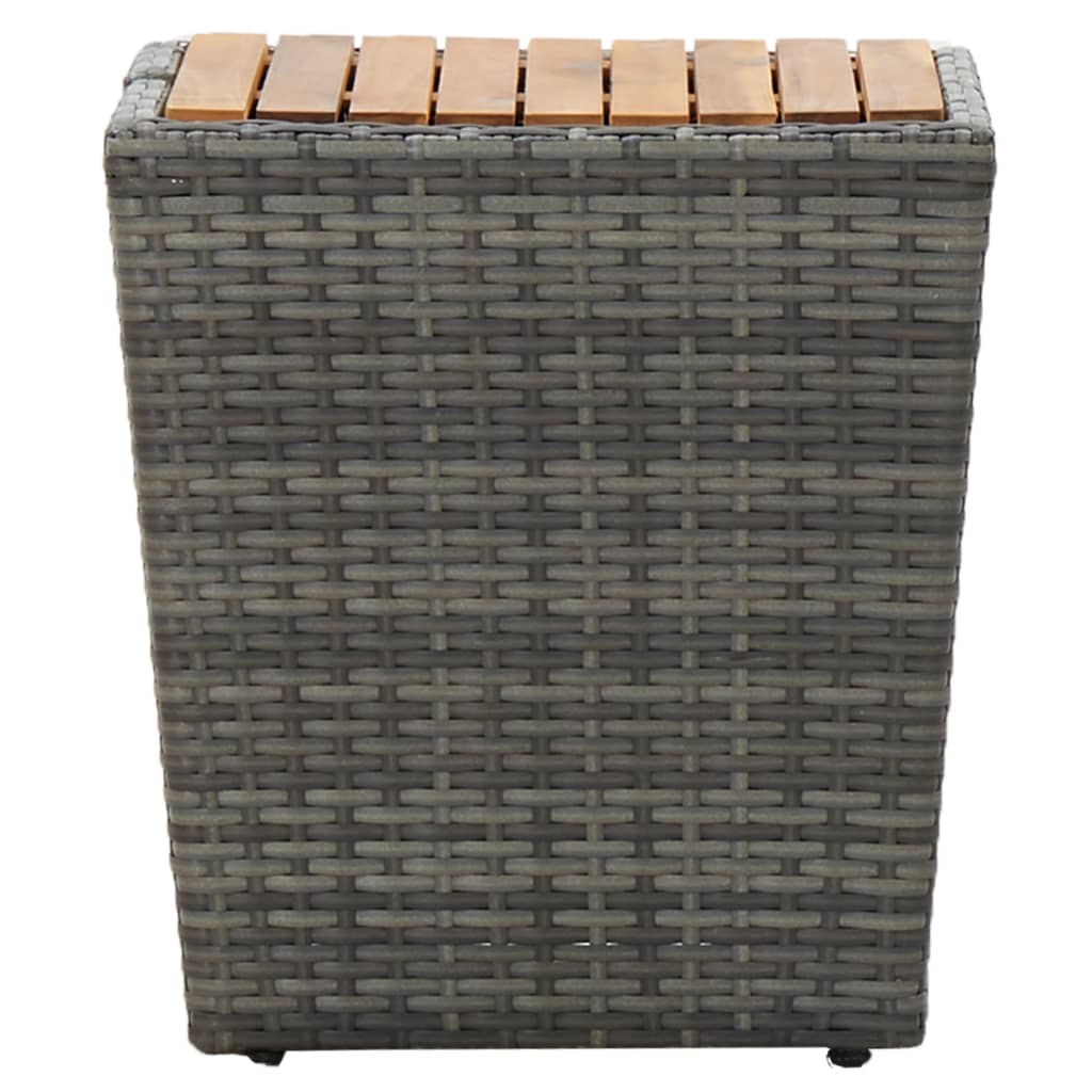 Stolić za čaj sivi 41,5x41,5x43 cm poliratan i bagremovo drvo