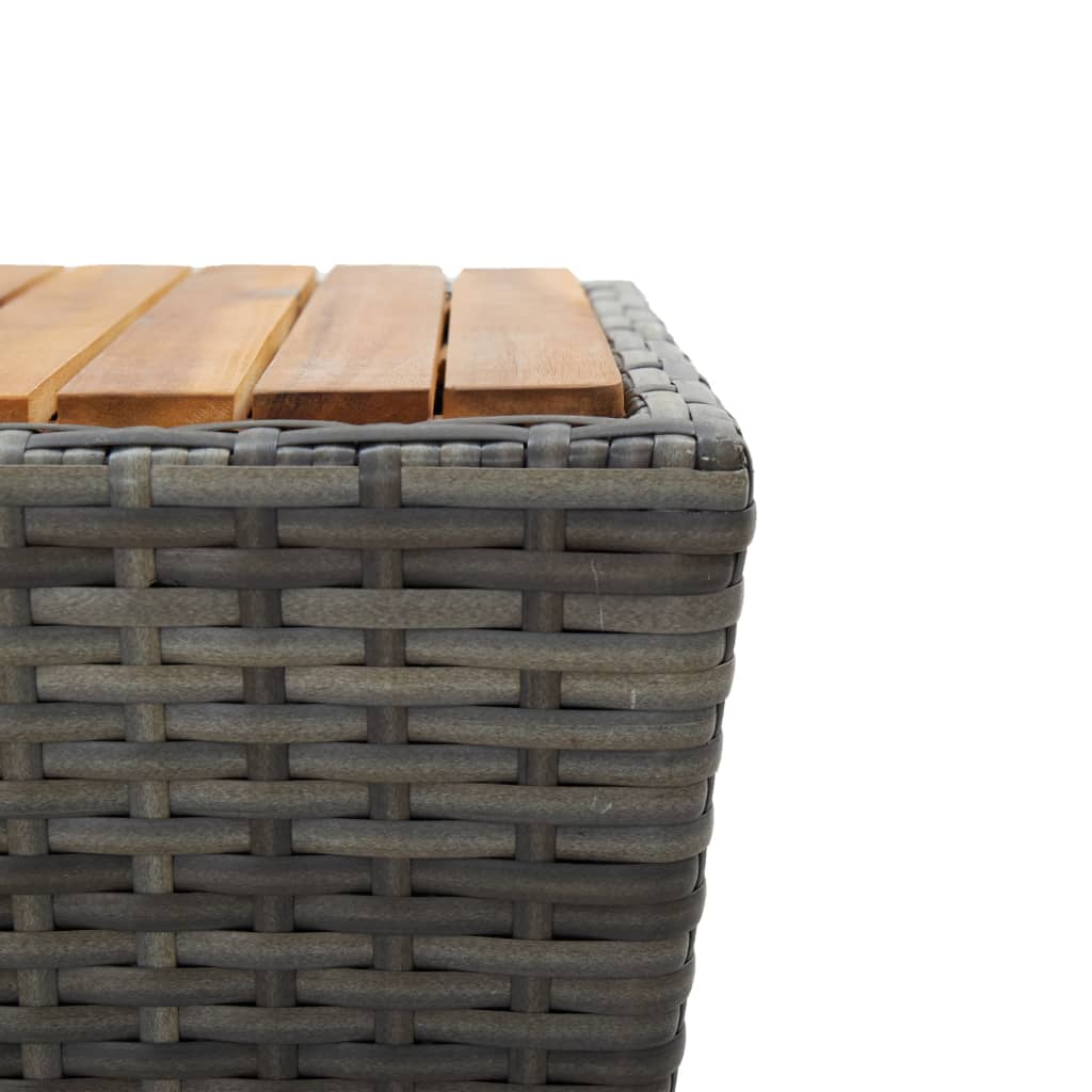 Stolić za čaj sivi 41,5x41,5x43 cm poliratan i bagremovo drvo