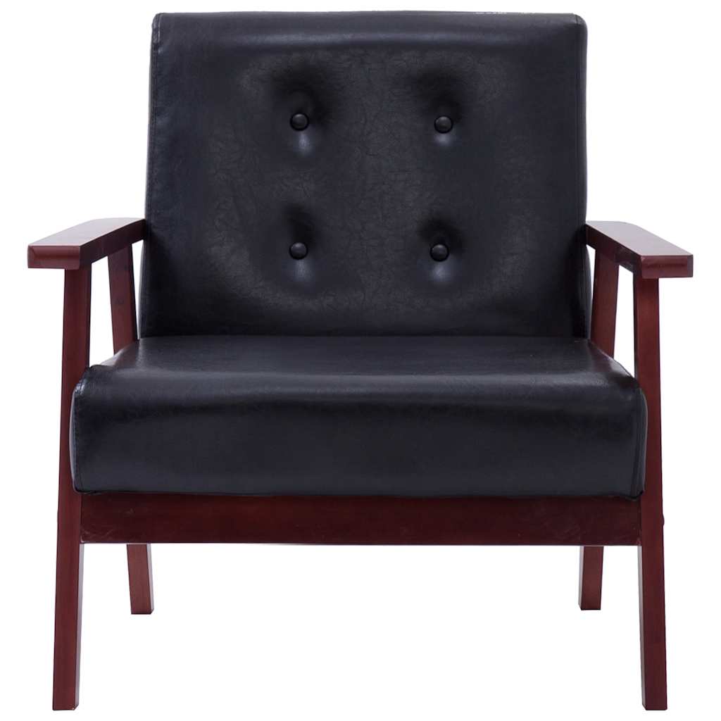 2-dijelni set sofa od umjetne kože crni
