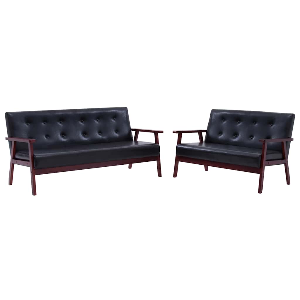 2-dijelni set sofa od umjetne kože crni