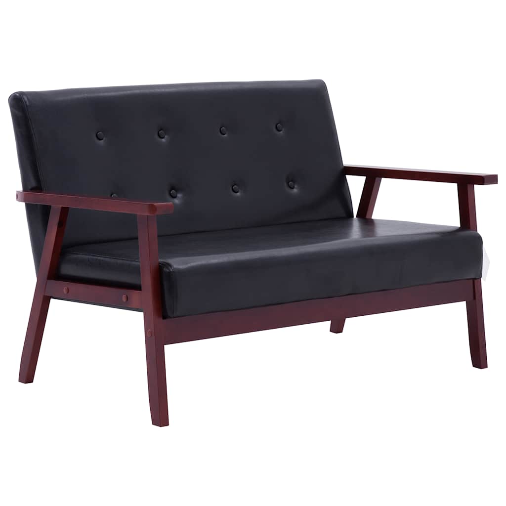 2-dijelni set sofa od umjetne kože crni
