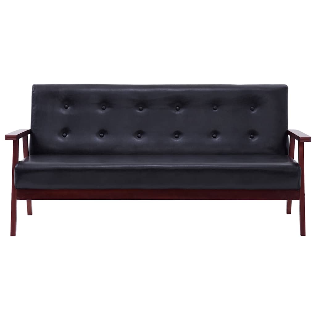 2-dijelni set sofa od umjetne kože crni