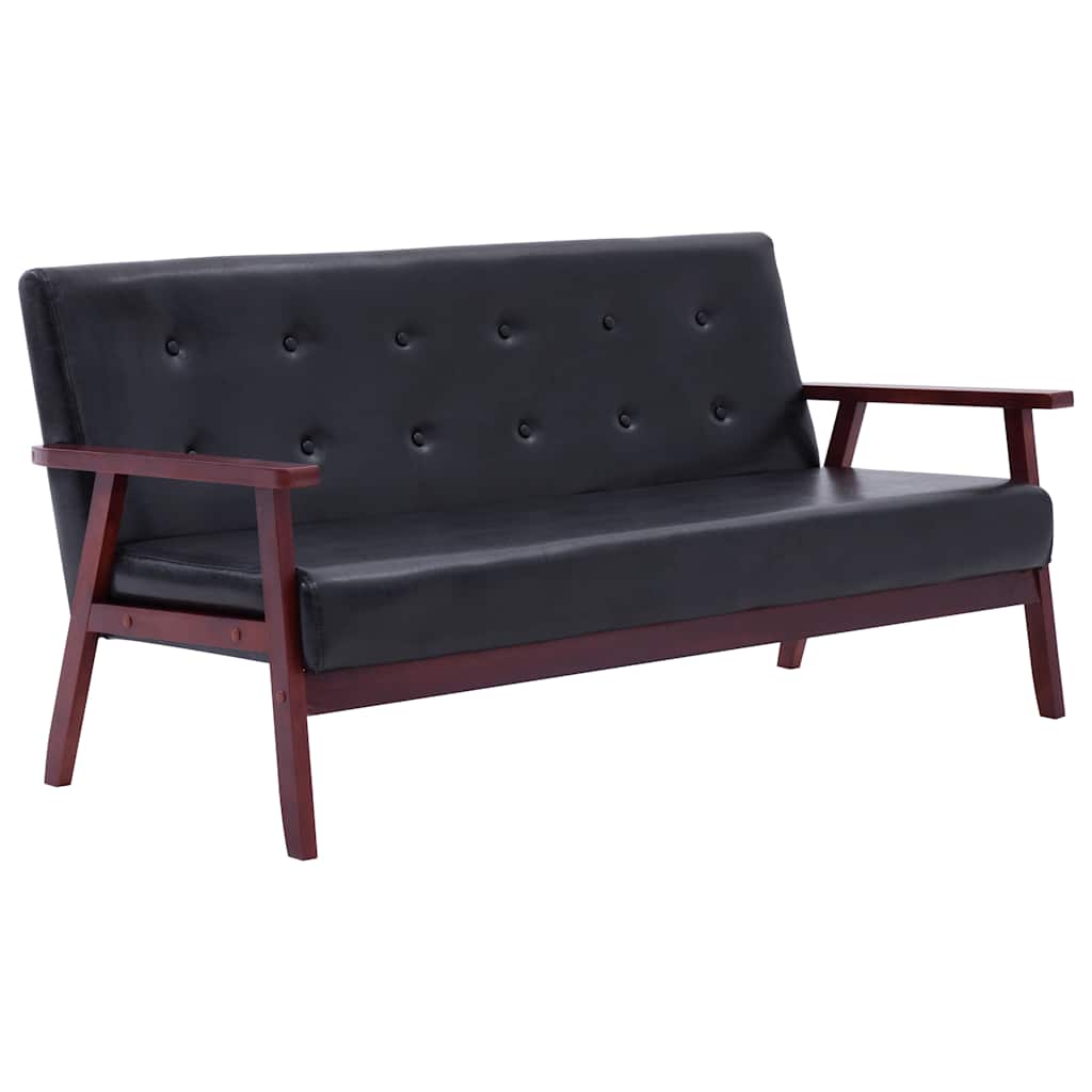 3-dijelni set sofa od umjetne kože crni