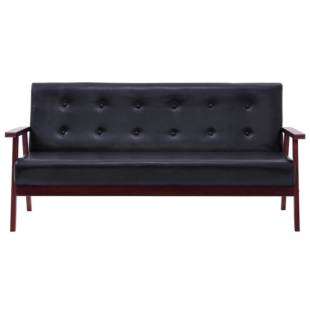 3-dijelni set sofa od umjetne kože crni