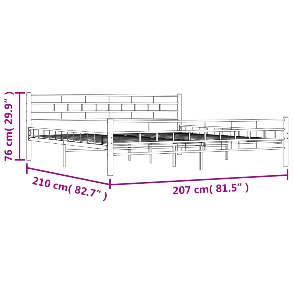 Okvir za krevet bijeli metalni 200 x 200 cm