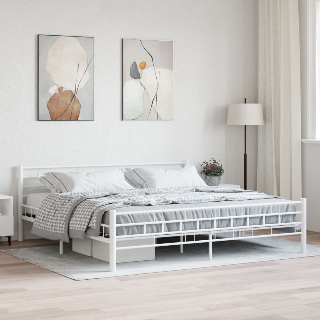 Okvir za krevet bijeli metalni 200 x 200 cm