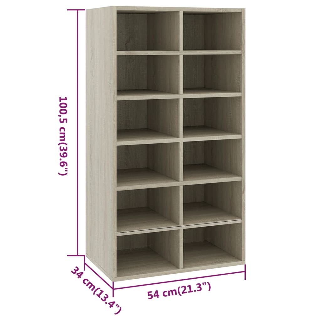 Stalak za cipele boja hrasta 54x34x100,5 cm konstruirano drvo