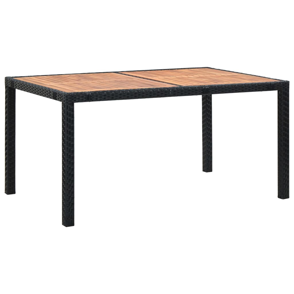 7-dijelni vrtni blagovaonski set poliratan i drvo bagrema crni