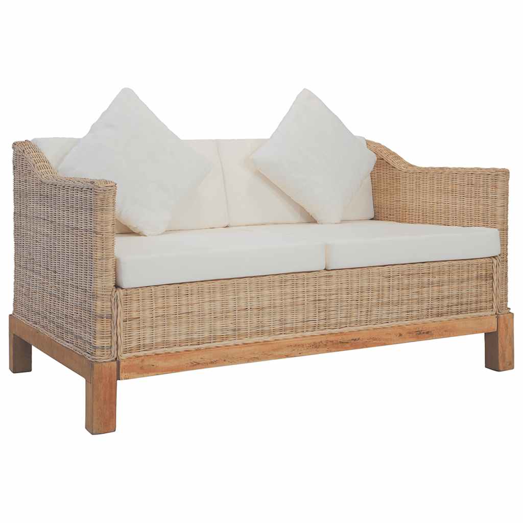 2-dijelni set sofa od prirodnog ratana s jastucima