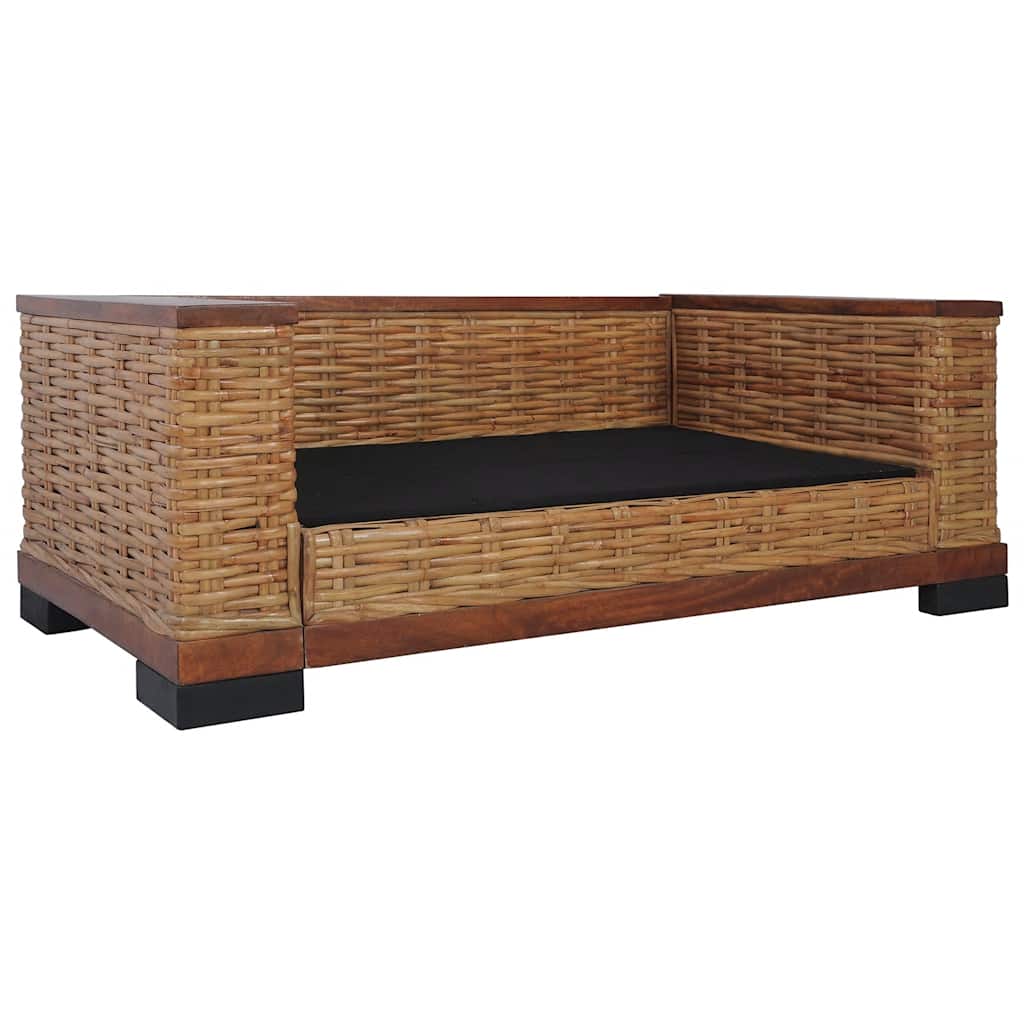 2-dijelni set sofa od prirodnog ratana s jastucima smeđi