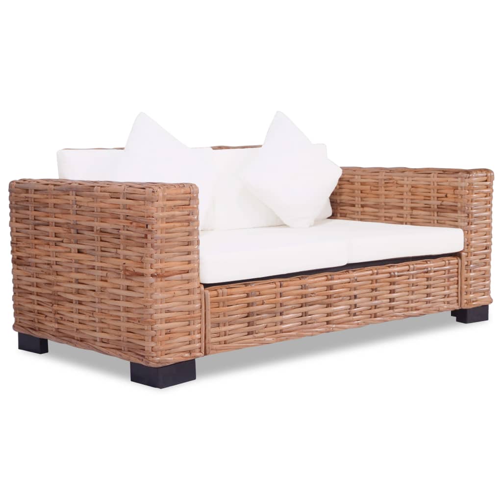 2-dijelni set sofa od prirodnog ratana s jastucima