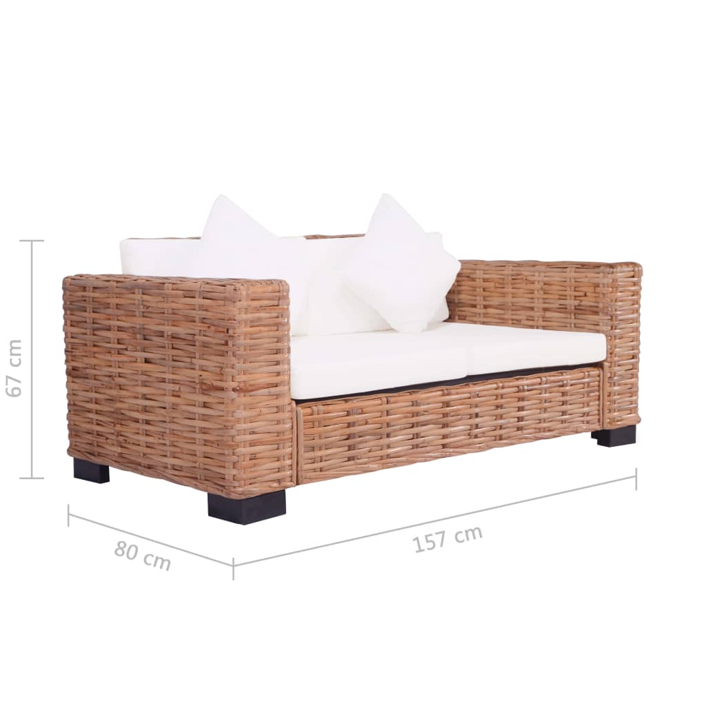 2-dijelni set sofa od prirodnog ratana s jastucima