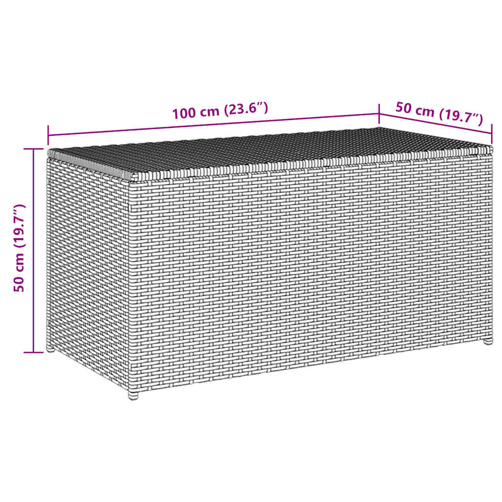 Vrtna kutija za pohranu od poliratana 100 x 50 x 50 cm siva