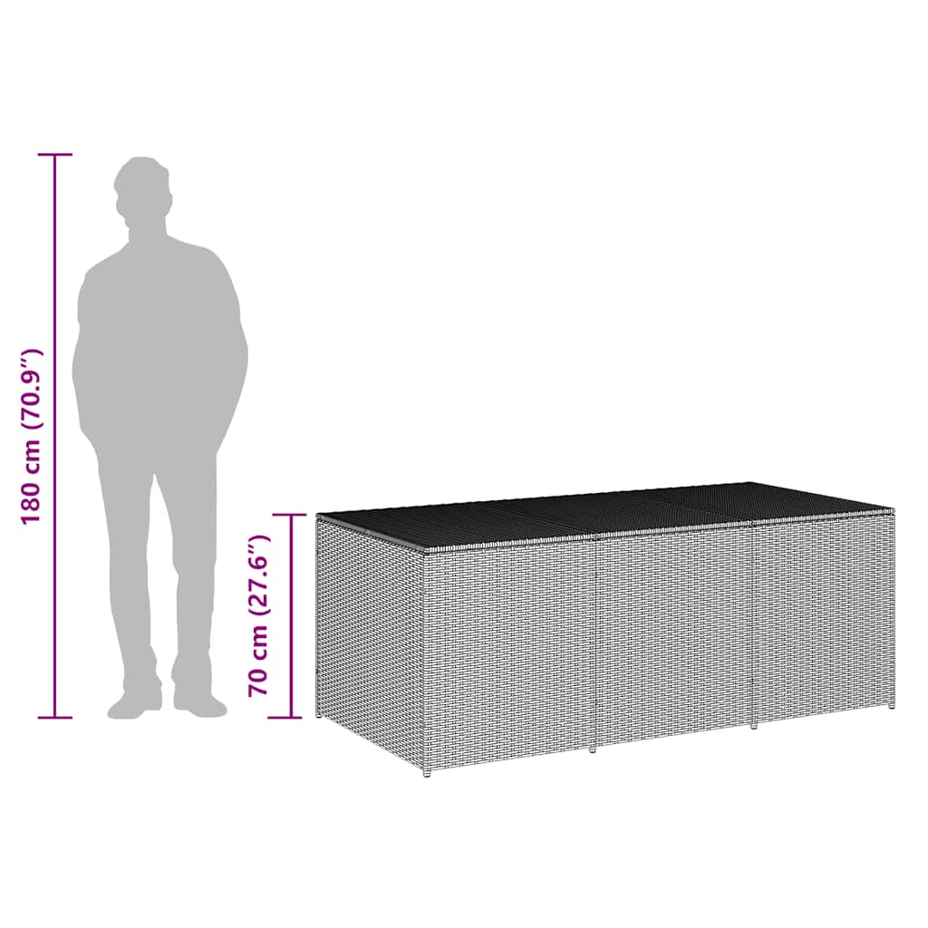 Vrtna kutija za pohranu od poliratana 180 x 90 x 70 cm siva