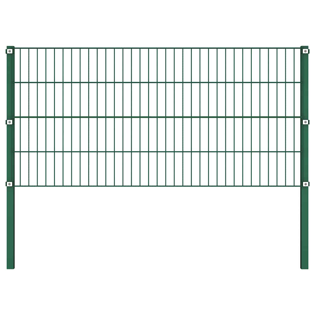 Ogradni panel sa stupovima od željeza 349x80 cm zelene boje