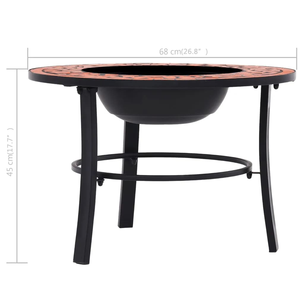 Posuda za vatru s mozaikom terakota 68 cm keramička