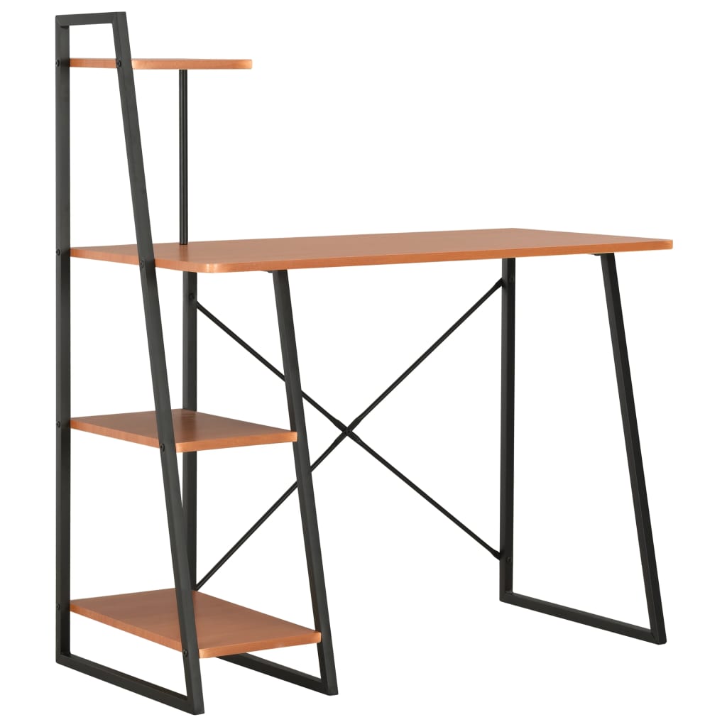 Radni stol s policama crno-smeđi 102 x 50 x 117 cm