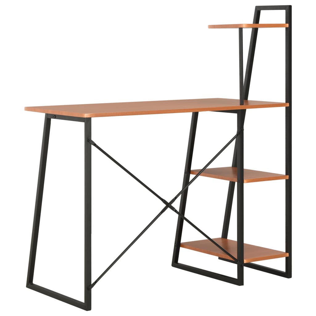 Radni stol s policama crno-smeđi 102 x 50 x 117 cm