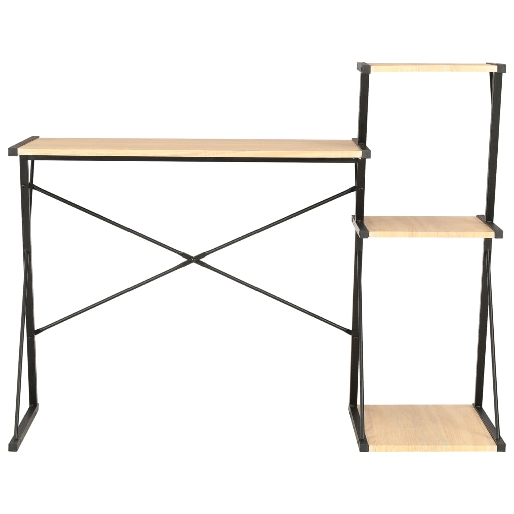 Radni stol s policom crni i boja hrasta 116 x 50 x 93 cm