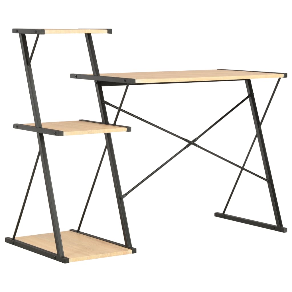 Radni stol s policom crni i boja hrasta 116 x 50 x 93 cm