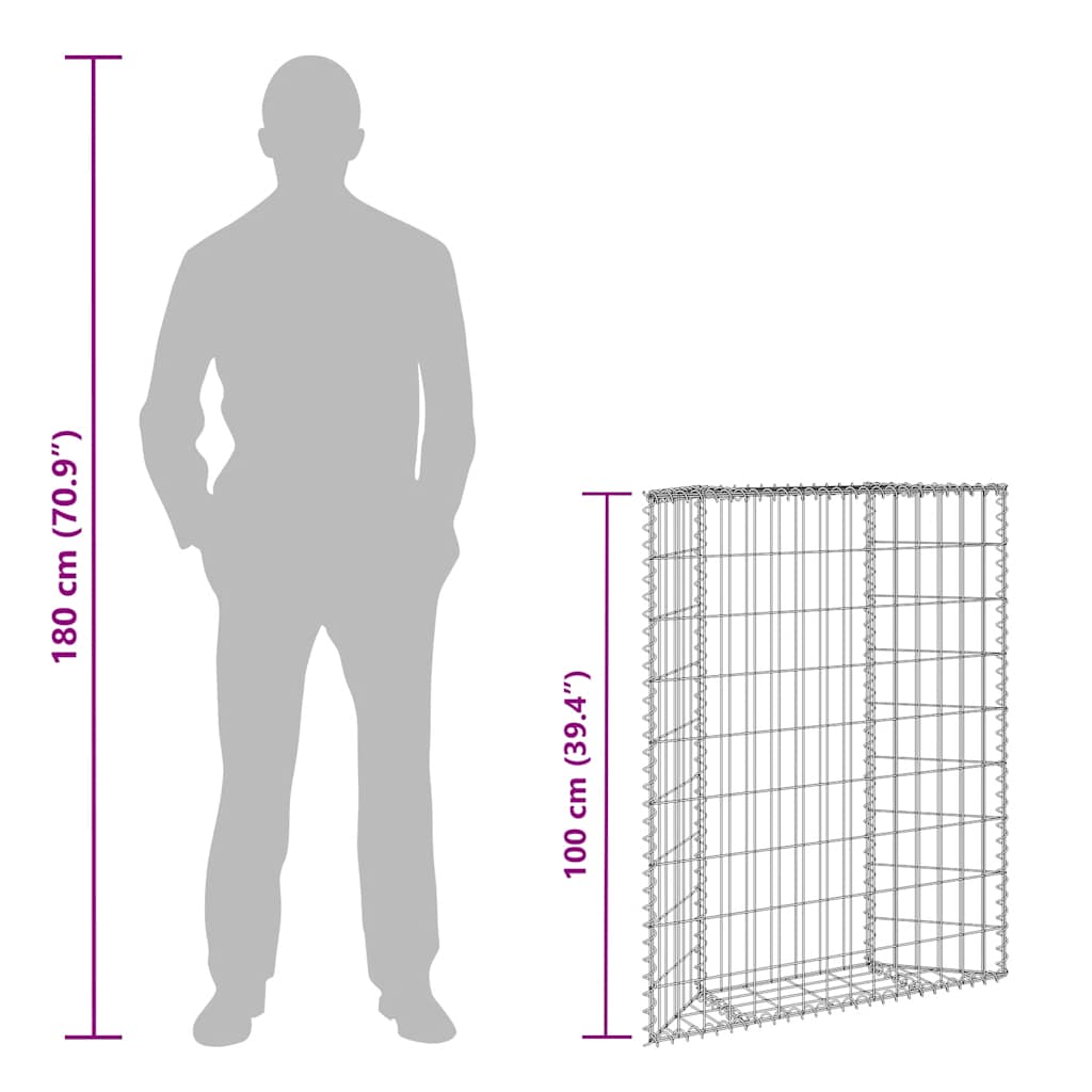 Trapezna gabionska gredica od pocinčanog čelika 80x20x100 cm