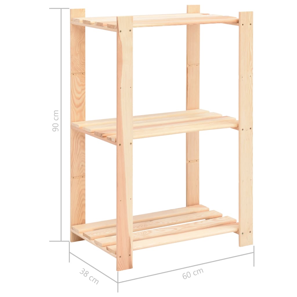 Stalak za pohranu s 3 razine 60x38x90 cm od borovine 150 kg