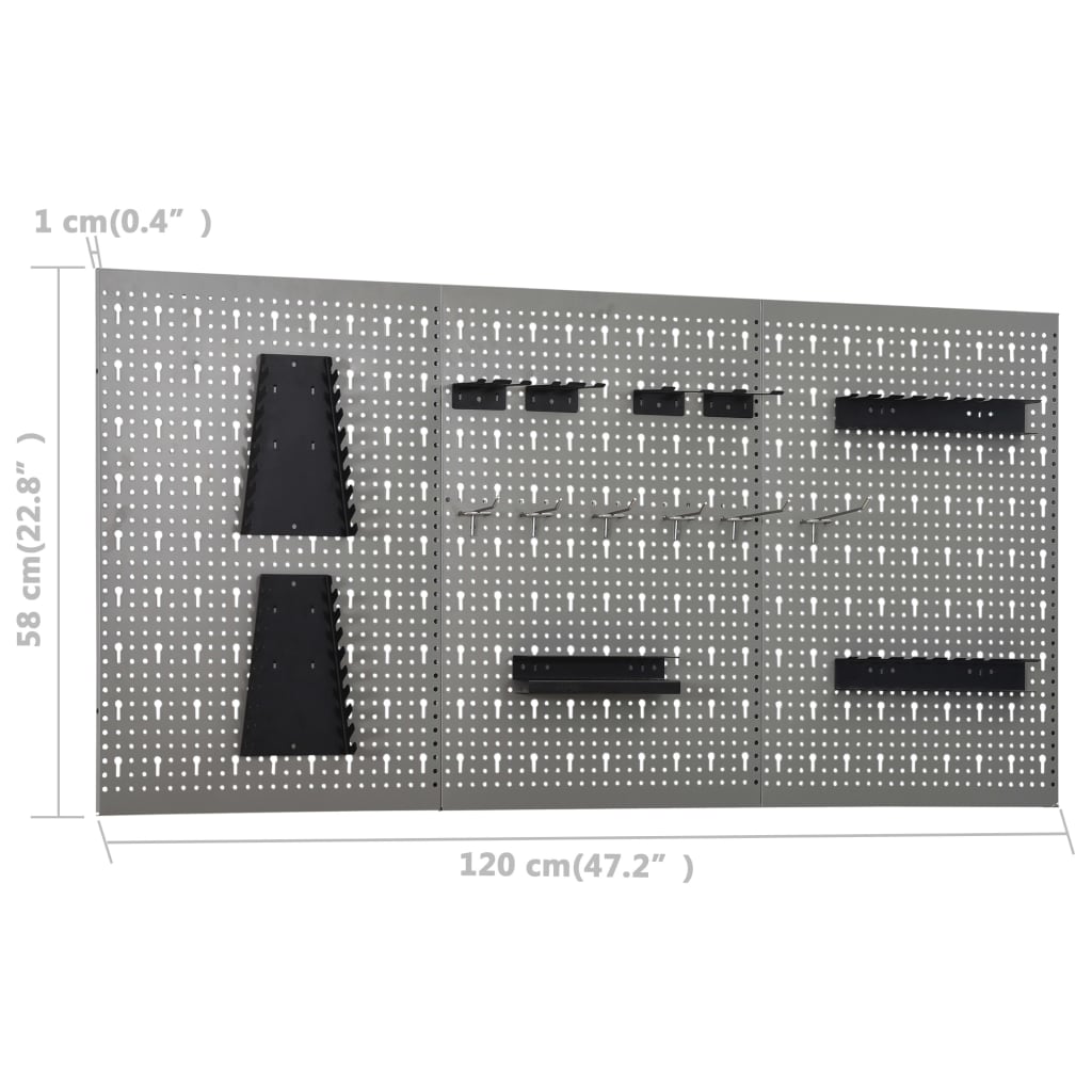 Zidne ploče za alat 3 kom 40 x 58 cm čelične