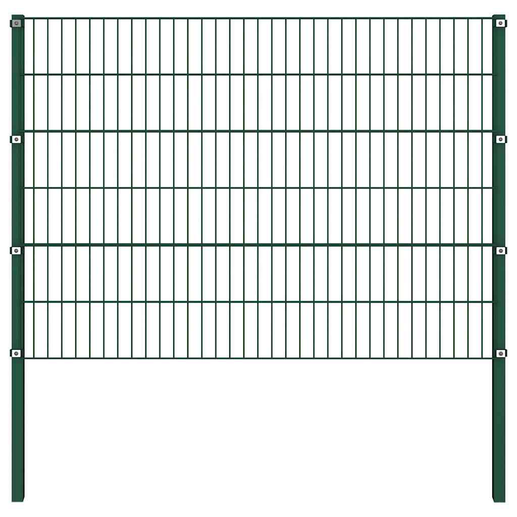 Ogradni panel sa stupovima od željeza 1730x120 cm zeleni