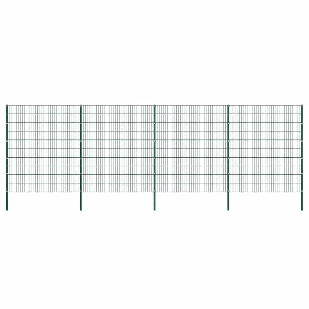 Ogradni panel sa stupovima od željeza 694,5 x 200 cm zelene boje
