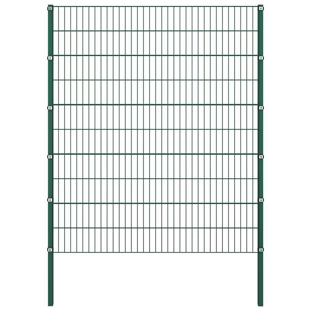 Ogradni panel sa stupovima od željeza 694,5 x 200 cm zelene boje