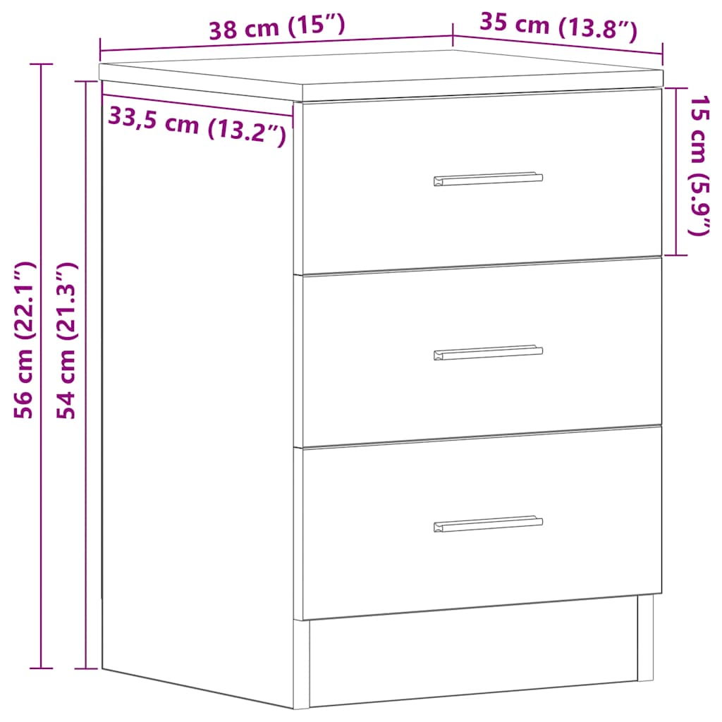 Noćni ormarići 2 kom crni 38 x 35 x 56 cm od konstruiranog drva