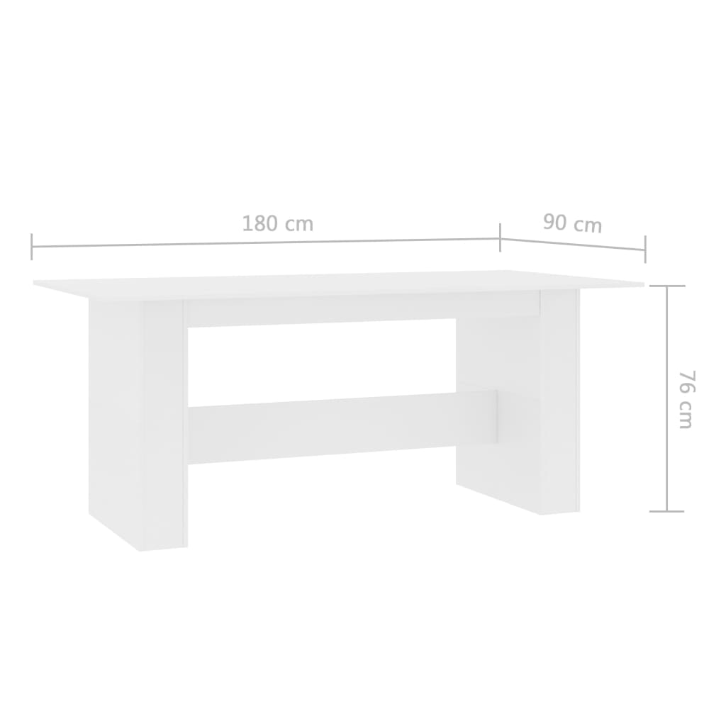 Blagovaonski stol bijeli 180 x 90 x 76 cm konstruirano drvo